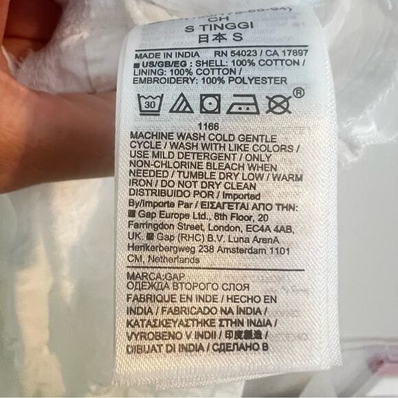 Gap Ruffle Hem Eyelet Maxi Dress White sz S *TALL* Button Front 100% Cotton - Picture 10 of 11